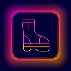 Glowing neon line Fire boots icon isolated on black background. Colorful outline concept. Vector