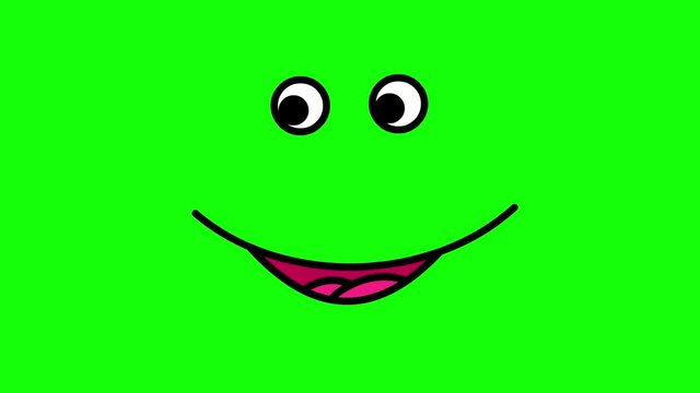 A few positions of cartoon animated face mouth and eyes blinking. Isolated on greenbox.