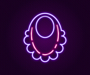 Fototapeta na wymiar Glowing neon line Baby bib icon isolated on black background. Colorful outline concept. Vector