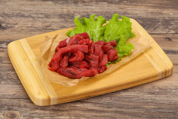 Raw beef meat sliced for cooking