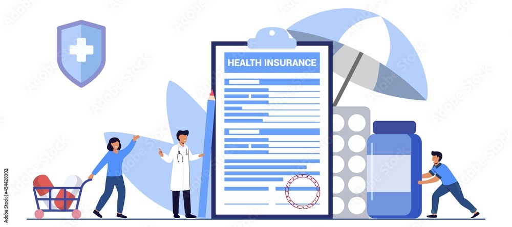 Wall mural health insurance claim form concept big clipboard with document on it under the umbrella healthcare 