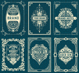 Set of 6 labels. Western style