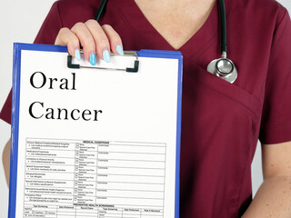 Healthcare concept about Oral Cancer with sign on the sheet.