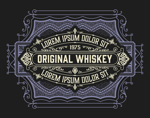 Whiskey label with old frames