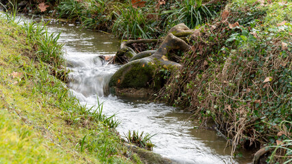 Close-up of a stream, in winter