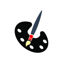 Painter palette and Paint brush icons symbol vector elements for infographic web