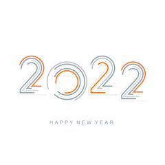 Happy New Year 2022 modern new trendy pop line design typography orange grey sea green abstract numbers logo icon white background