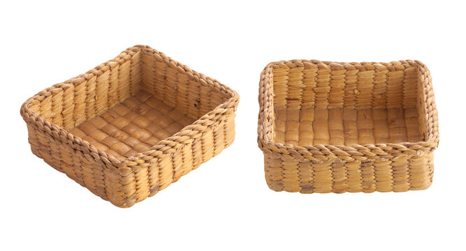 vintage wicker basket on white background