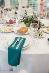 Wedding tables set. Buffet tables.