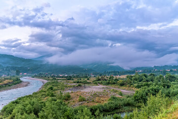 Fototapeta na wymiar Scenic view of landscape Tara River of Montenegro and mountains.