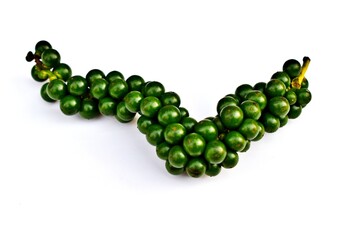 Fresh green pepper seeds isolated on white background