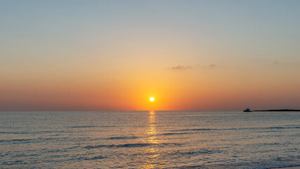 Obraz premium Sunrise on the Mediterranean Sea. La Manga Del Mar Menor. Spain. 