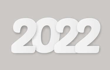 Vector Illustration 2022 HAPPY NEW YEAR hand drawn text lettering. Typography poster, banner, greeting card for print, template design for Merry Christmas and chinese Year of the Tiger celebration