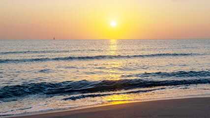 Obraz premium Sunrise on the Mediterranean Sea. La Manga Del Mar Menor. Spain. 
