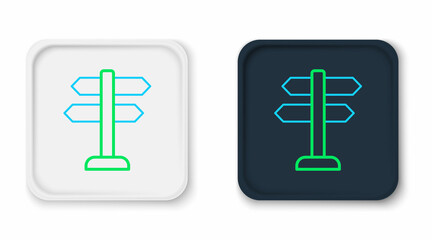 Obraz premium Line Road traffic sign. Signpost icon isolated on white background. Pointer symbol. Isolated street information sign. Direction sign. Colorful outline concept. Vector