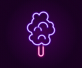 Glowing neon line Cotton candy icon isolated on black background. Colorful outline concept. Vector