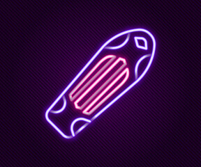 Glowing neon line Skateboard deck icon isolated on black background. Extreme sport. Sport equipment. Colorful outline concept. Vector