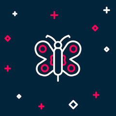 Line Butterfly icon isolated on blue background. Colorful outline concept. Vector