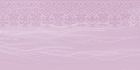 Elegant horizontal vector texture of delicate lilac-pink colors with stripes and streaks. Abstract background with folk ornaments similar to embroidery. Textured background.Luxury template for design.