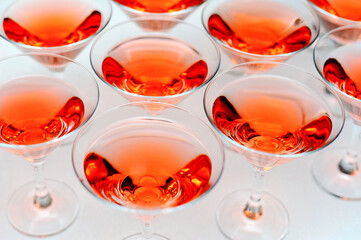 Alcoholic cocktails in glasses. Wellcome drink