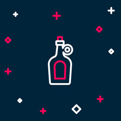 Line Bottle of maple syrup icon isolated on blue background. Colorful outline concept. Vector