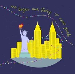 night city in the night. Wonderful New York. Welcome to New York.