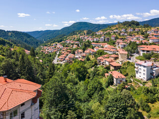 Fototapeta na wymiar Aerial view of village of Momchilovtsi, Bulgaria