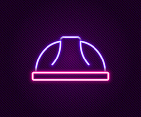 Glowing neon line Worker safety helmet icon isolated on black background. Colorful outline concept. Vector