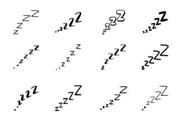 Fototapeta premium Sleep zzzz doodle symbol set. Sleepy dream icon. Doodle comic sketch style vector illustration.