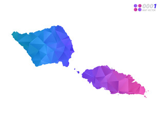 Vector Samoa map colorful polygon triangle mosaic with white background. style gradient.