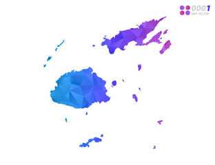 Vector Fiji map colorful polygon triangle mosaic with white background. style gradient.