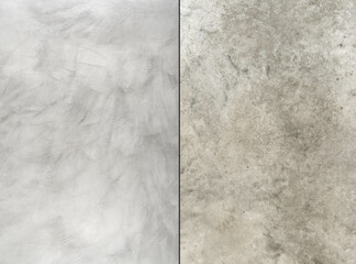 Microcement and polished concrete compare, different smooth coverings for floors, textures decorative pavement