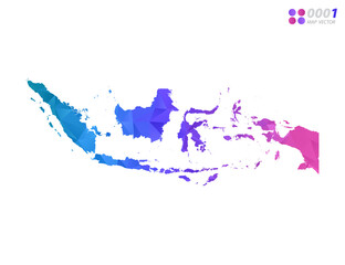Vector Indonesia map colorful polygon triangle mosaic with white background. style gradient.