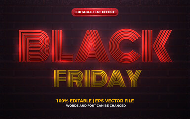 black friday red Neon light glow shiny bold editable text effect
