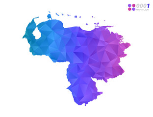 Vector Venezuela map colorful polygon triangle mosaic with white background. style gradient.