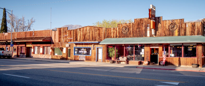 Old wooden buildings in the historic village of Lone Pine - LONE PINE CA, UNITED STATES OF AMERICA - MARCH 29, 2019