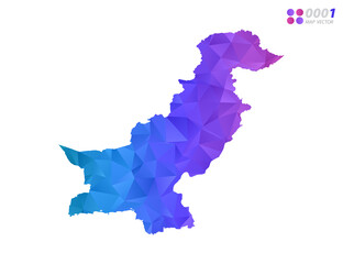 Vector Pakistan map colorful polygon triangle mosaic with white background. style gradient.