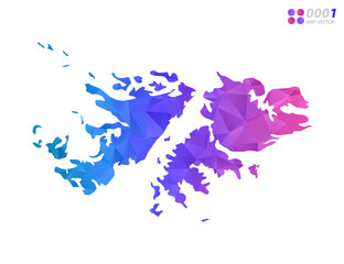Vector Falkland Islands map colorful polygon triangle mosaic with white background. style gradient.