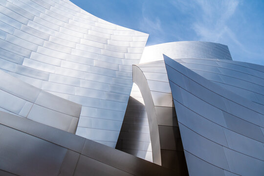 Modern architecture of Disney Concert Hall in Los Angeles - CALIFORNIA, UNITED STATES - MARCH 18, 2019