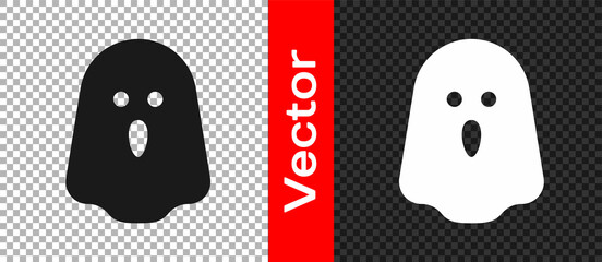 Black Ghost icon isolated on transparent background. Happy Halloween party. Vector