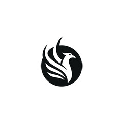 Inspiration Design Logo Vector Dark Circle Bird, Eagle, Falcon, Phoenix.