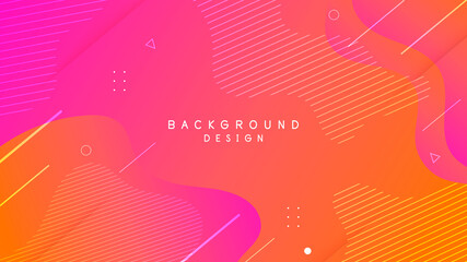 Modern abstract orange and pink gradient fluid liquid wave background with geometric shape design element. Template background for covers, invitations, posters, banners, flyers, placards