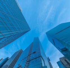 Obraz na płótnie Canvas New York skyscrapers vew from street level