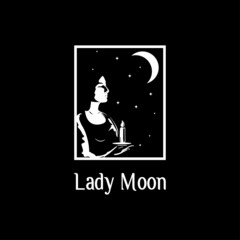woman carrying a candle under the moon and stars
