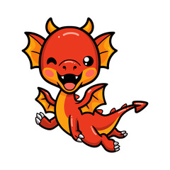 Cute red little dragon cartoon