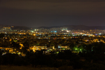 Fototapeta na wymiar ギリシャ　アテネのアレオパゴスの丘から見える夜景