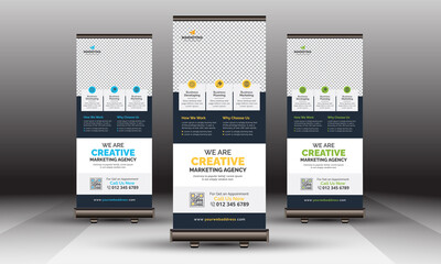 Professional Corporate Roll Up Banner Standee Template | Modern Business X Banner Design