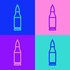 Pop art line Bullet icon isolated on color background. Vector