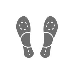 Orthopedic insoles, flat foot grey icon. Isolated on white background
