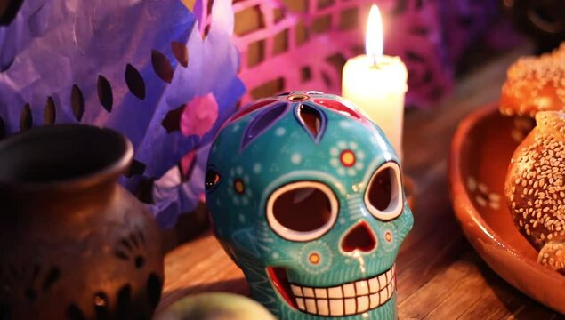 bread of the dead. traditional bread from Mexico. all Saints Day. altar of the dead. offering.